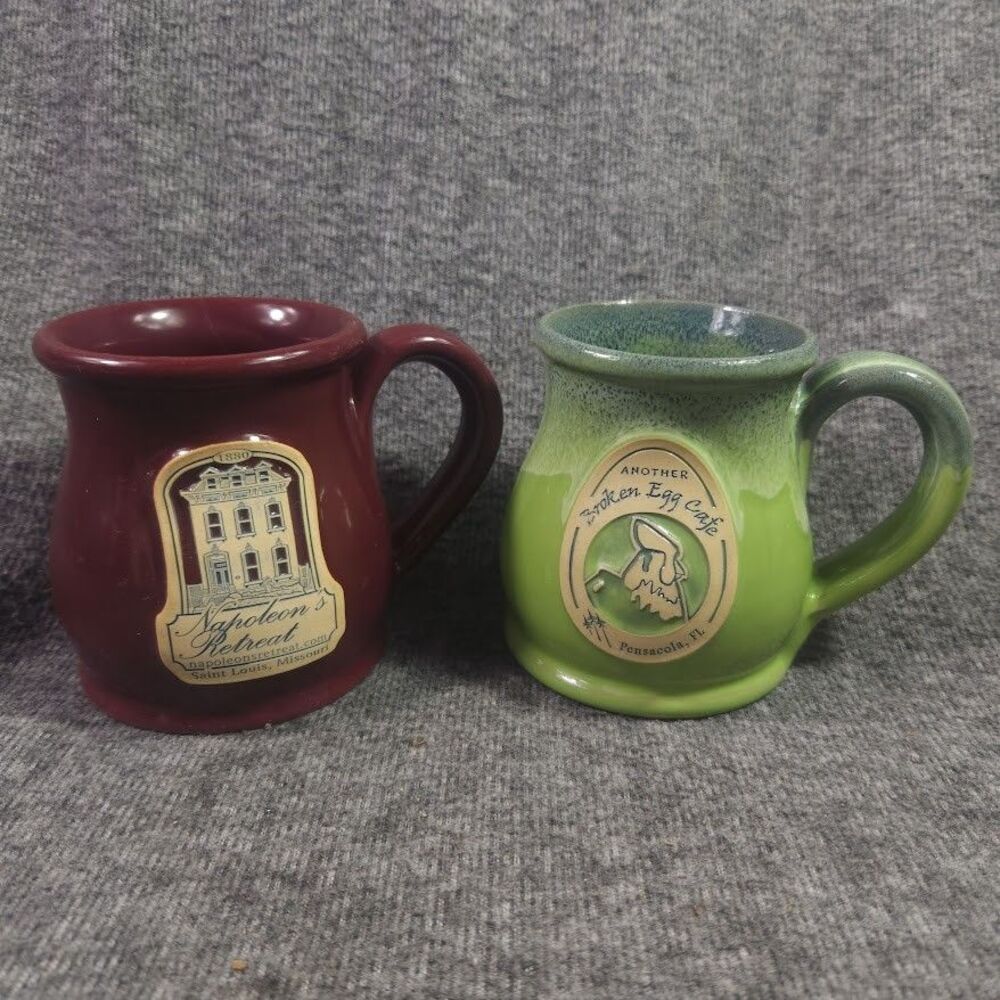 Deneen Pottery Another Broken Egg Cafe Napoleon's Retreat Mugs Hand Thrown